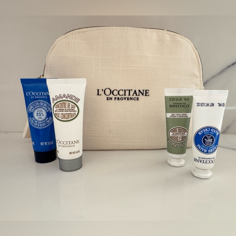 L’Occitane Shea & Almond “On-The-Go” Set + Cosmetic Pouch